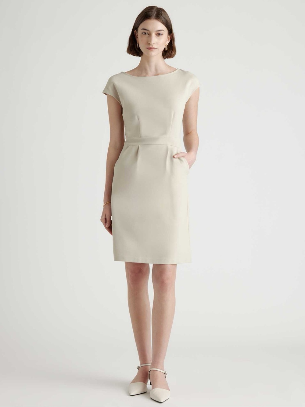 Quince Ultra-Stretch Ponte Cap Sleeve Dress Women’s Size M EUC